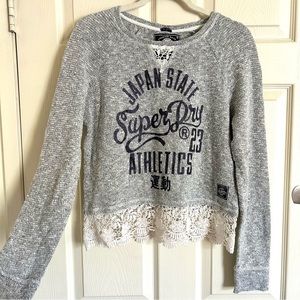SUPERDRY grey sweater w/ lace details M